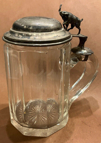 Antik glas bierkrug mit - antik,