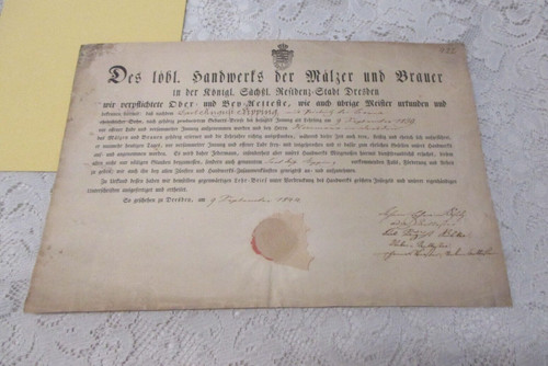 1844 dresden urkunde der - dresden,